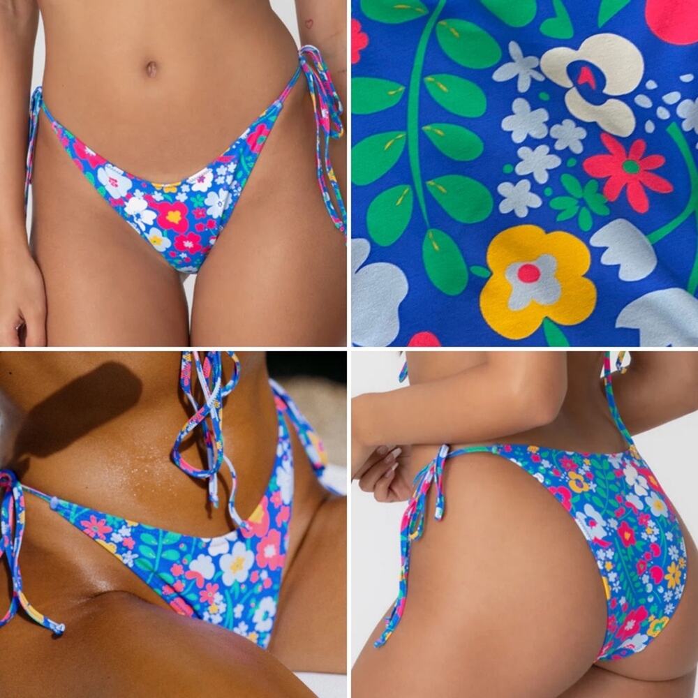 BRIGHT Maria String Bikini Bottom Small NWOT Flower Garden NWOT